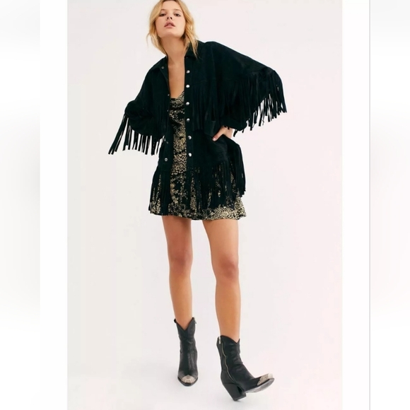 Free People The Lucky Ones Suede Fringed Jacket NWOT - Picture 5 of 12